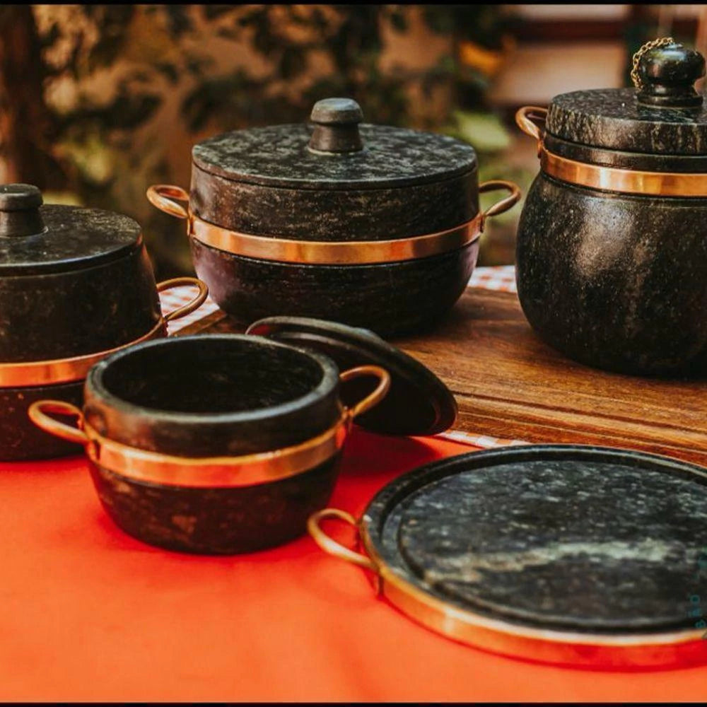 Jogo de Panelas de Pedra 5 Peças - Cozinha Completinha