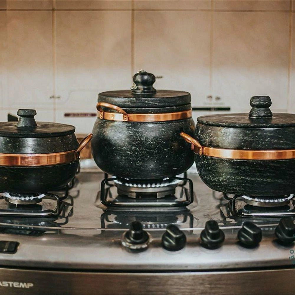 Jogo de Panelas de Pedra - 3 Peças Cozinha de Pedra 2.0